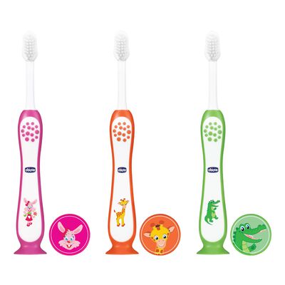 Toothbrush 3Y-8Y 3 Pack- Pink, Orange & Green
